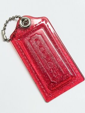 Coach Poppy Red Clear with Silver Glitter Hang Tag 3 1/2 inches wide EUC